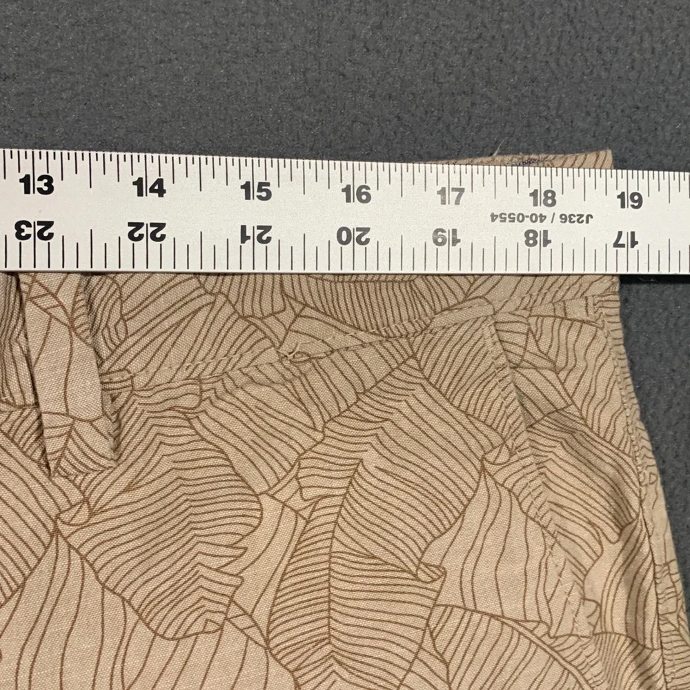 Banana Republic Aiden Shorts Mens 36 Beige Palm Leaf Tropical Print Cotton Chino